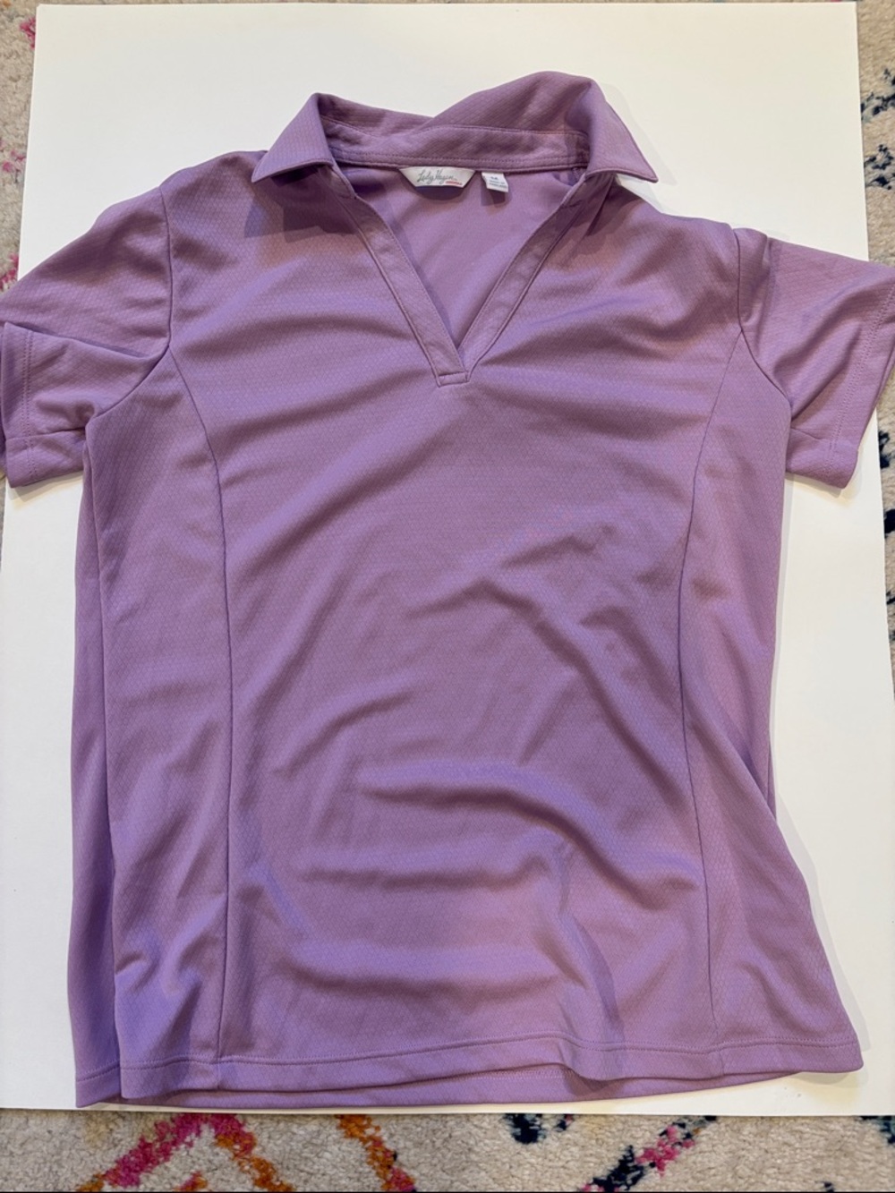 Lady Hagen Lavender V-Neck Short Sleeve Golf Polo